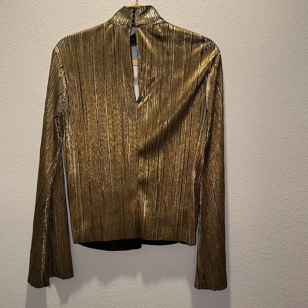 House of Harlow x Revolve *Lynn* gold lame 70s disco inspired top blouse XS